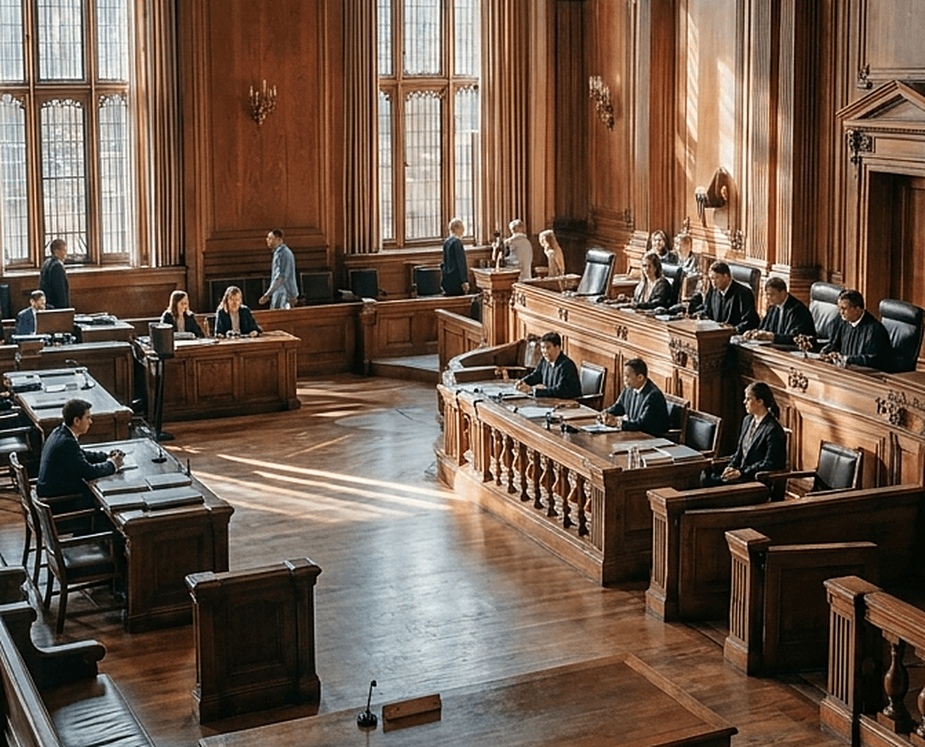 Jury members listening during a trial simulation